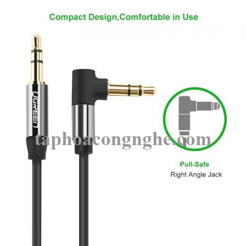 Ugreen 30550 3M màu Đen Cáp âm thanh 2 đầu 3.5mm dương đầu vuông góc mạ vàng AV139 30030550